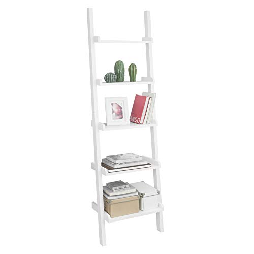 SoBuy Moderna Estantería Escalera con Cinco Estantes Estante de Pared en Color Blanco, FRG17-W,ES