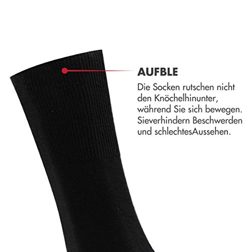 Socksberg Calcetines para diabéticos para hombre sin goma (6 pares) | Calcetines extra anchos para diabéticos sin cintura ni costuras, calcetines saludables para pies hinchados Negro L