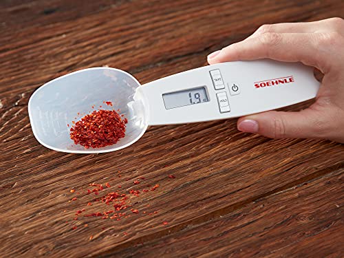 Soehnle Cuchara medidora digital Cooking Star con graduación de 0.1 g hasta 500 g, báscula de mano con cuchara, báscula de precisión para especias