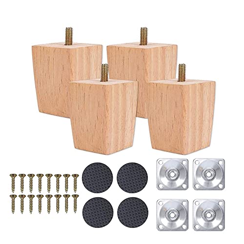 Sofá Pies De Madera, Paquete De 4 Patas De Madera para Muebles, Patas De Repuesto para Muebles, Sofá Pies De Madera para Sillón, Sillón Reclinable, Mesa De Centro, Aparador(6cm)