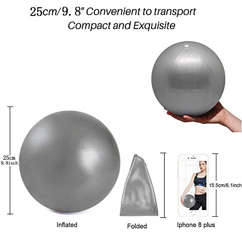 Softball Pilates, Mini Pelota de Ejercicio de 25cm, Anti-Burst Ballon Fitness, Softball Pilates para Gimnasio, Yoga, Masaje y Pilates en Casa (Gris)