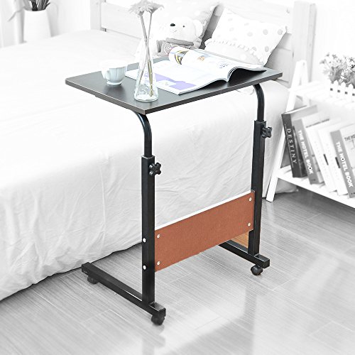 SogesFurniture Mesa Portátil Ordenador Ajustable con Ruedas, 80 * 40cm Mesa sofá Mesa de Escritorio para Cama o Sofá, Negro 05#1-80BK-BH