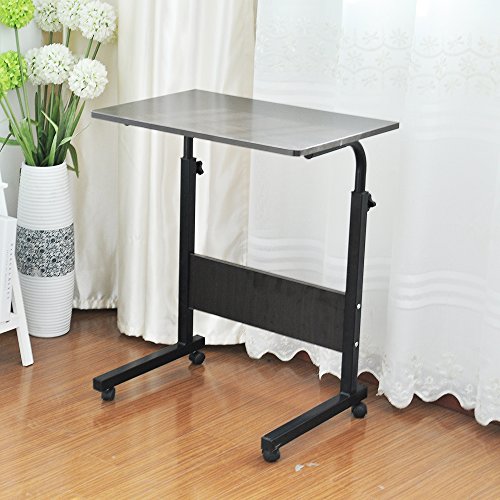 SogesFurniture Mesa Portátil Ordenador Ajustable con Ruedas, 80 * 40cm Mesa sofá Mesa de Escritorio para Cama o Sofá, Negro 05#1-80BK-BH