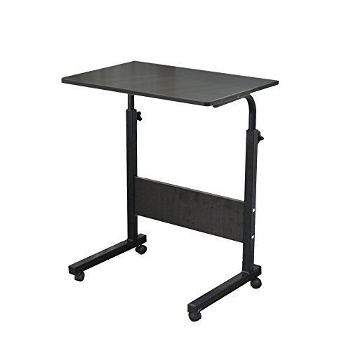 SogesFurniture Mesa Portátil Ordenador Ajustable con Ruedas, 80 * 40cm Mesa sofá Mesa de Escritorio para Cama o Sofá, Negro 05#1-80BK-BH