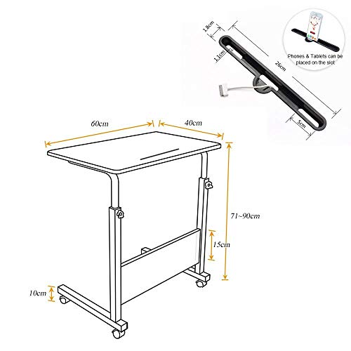 SogesHome Mesa de Ordenador Portatil 60 * 40cm con Ranura para Tableta,Escritorio de Altura Regulable,Mesa Auxiliar portátil para sofá Cama,05#3-60OK-SH