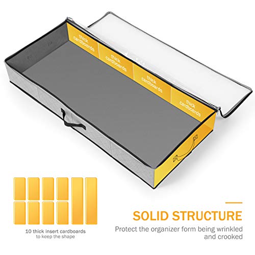 SOLEDI Caja Organizadora de Ropa Grande Capacidad Para Guardar Ropa y Edredones Organizador de Transpirable para Debajo De la Cama Bolsa de Almacenamiento 2 Pieza Gris