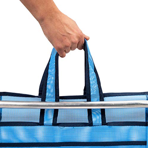 Solenny 50001072725250 8434826105250-Silla de Playa Plegable Respaldo Bajo con Bolsillo y Asas, Azul