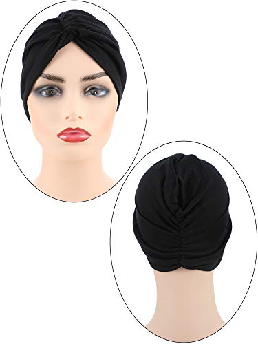 Sombreros de Turbante Suaves para Dormir de 2 Piezas Sombrero Turbante Estampado Sombrero del Sueño Gorro para la Mujer (Conjunto de Colores 4)