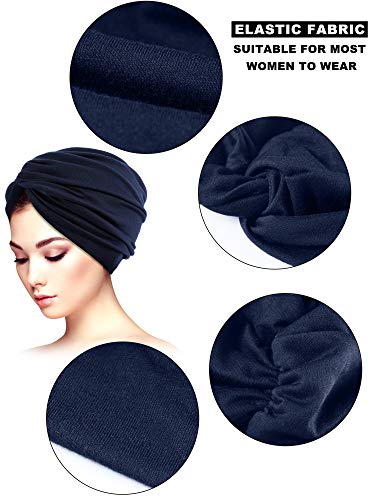 Sombreros de Turbante Suaves para Dormir de 2 Piezas Sombrero Turbante Estampado Sombrero del Sueño Gorro para la Mujer (Conjunto de Colores 4)