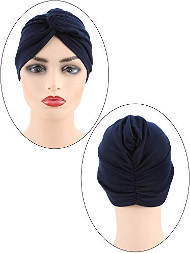 Sombreros de Turbante Suaves para Dormir de 2 Piezas Sombrero Turbante Estampado Sombrero del Sueño Gorro para la Mujer (Conjunto de Colores 4)