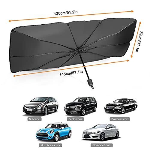 Sombrilla Paraguas del Coche, Comius Sharp Parasol para Parabrisas de Coche Retráctil, Parasol Sombrilla per Coche Lunas Delanteras con Anti UV Rayos, Parasol para Parabrisas Protección, Multiuso (04)