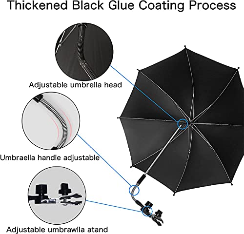 Sombrilla Universal Carrito de Bebé, Sombrilla Carrito Bebe, Sombrilla Sombrilla Universal, con Soporte para Tubos Redondos y Ovalados para Sombrilla Cochecito y Silla de Paseo Bebé, 75cm Diámetro