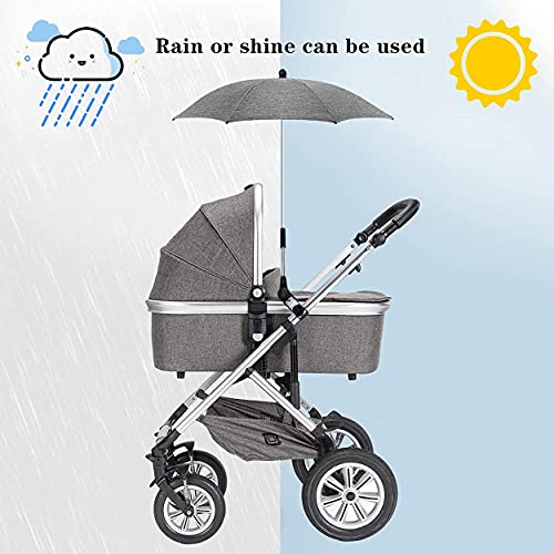 Sombrilla Universal Carrito de Bebé, Sombrilla Carrito Bebe, Sombrilla Sombrilla Universal, con Soporte para Tubos Redondos y Ovalados para Sombrilla Cochecito y Silla de Paseo Bebé, 75cm Diámetro