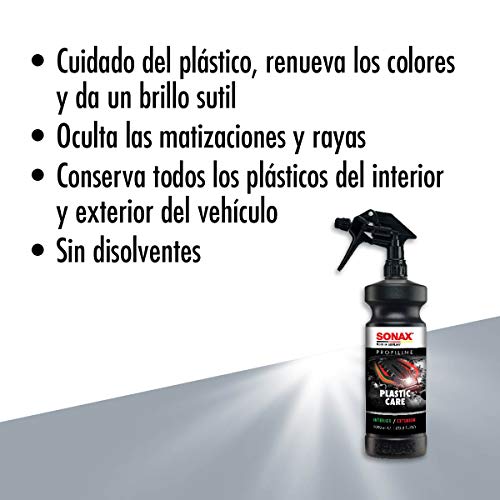 SONAX PROFILINE PlasticCare (1 Litro) Cuidado del plástico para preparador profesional de vehículos | N.° 02054050