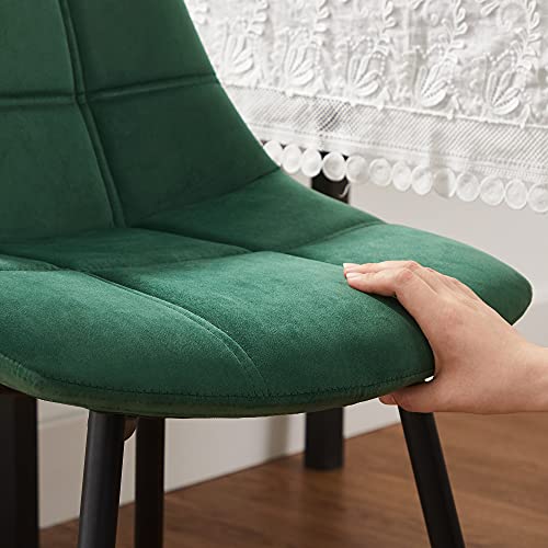 SONGMICS Juego de 2 sillas de Comedor, Sillón, Sillas tapizadas, Sillas de Cocina Modernas, con Patas de Metal, Superficie de Terciopelo, Verde LDC084C01