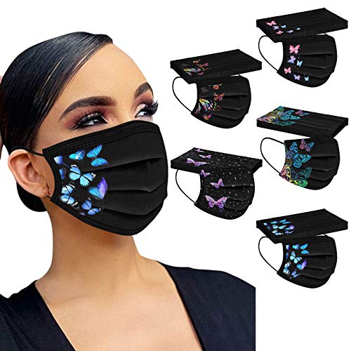 Sonnena 50PC Adultos Mujer Desechable,3 Capa Hombre PatróN De Dibujos Animados De Calabaza Halloween Ajustable para las Orejas,Oficina,Deportes al aire libre