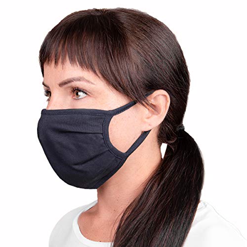 Soontec Set 5 Bandas filtrantes Rostro Boca Nariz Lavables Reutilizables absorbentes Tejido bacteriostático Negro (Negro 2)