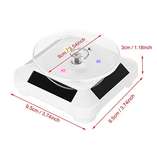 Soporte De ExhibicióN Giratorio Solar, 2 colores bandeja giratoria de la placa giratoria de la luz 360 del escaparate solar(White)
