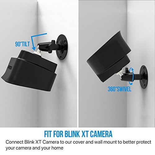 Soporte de Montaje de Pared Ajustable de 360 Grados y Piel Protectora de Silicona para Cámara de Seguridad Interior/Exterior Blink XT (2, Negro)