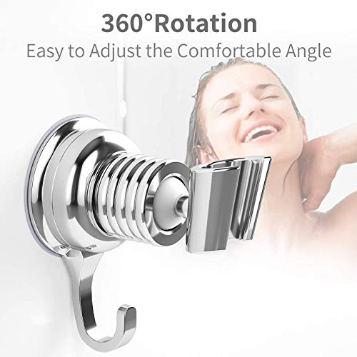 Soporte para Cabezal Ducha 360 ° de Rotación Ajustable Soporte de Ducha Ventosa de Vacío Ajustable Soporte de Ducha Cromado de Plástico de Grado ABS Soporte de Ducha de Repuesto Cromado, Plata