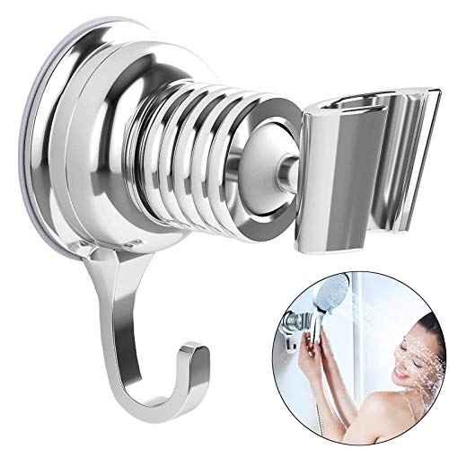 Soporte para Cabezal Ducha 360 ° de Rotación Ajustable Soporte de Ducha Ventosa de Vacío Ajustable Soporte de Ducha Cromado de Plástico de Grado ABS Soporte de Ducha de Repuesto Cromado, Plata