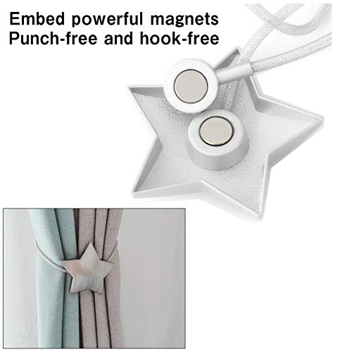 Soporte para cortina magnética con estrella plateada, 2 unidades