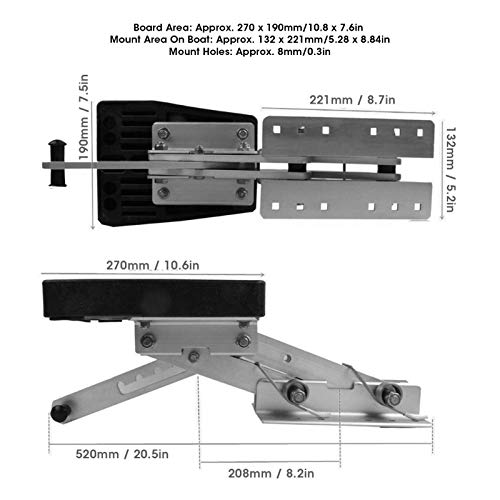 Soporte para motor fueraborda Aramox, soporte de soporte para motor auxiliar fueraborda de aluminio ajustable para 2 tiempos 7.5-20HP