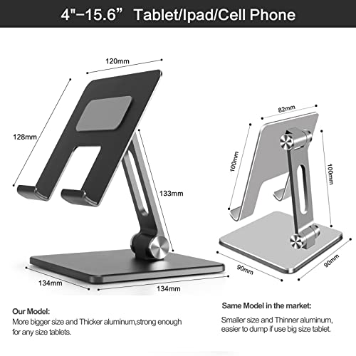 Soporte Plegable de Aluminio para Tableta,Soporte Ajustable de Doble Altura y ángulo para Tableta/iPad/Teléfono Celular de 4"-15.6" (Plata)