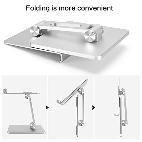 Soporte Plegable de Aluminio para Tableta,Soporte Ajustable de Doble Altura y ángulo para Tableta/iPad/Teléfono Celular de 4"-15.6" (Plata)