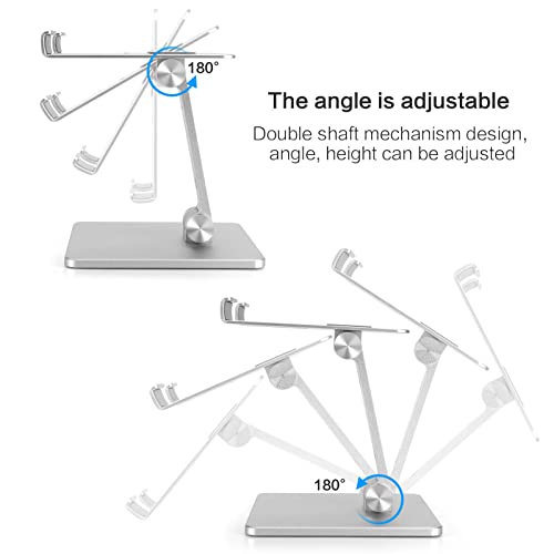 Soporte Plegable de Aluminio para Tableta,Soporte Ajustable de Doble Altura y ángulo para Tableta/iPad/Teléfono Celular de 4"-15.6" (Plata)