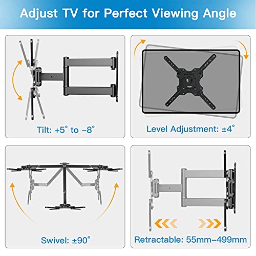 Soporte TV Universal Giratorio Inclinable y Extensible – Montaje TV Pared para Televisores 32"-55" Peso hasta 40kg, Máxima VESA 400x400