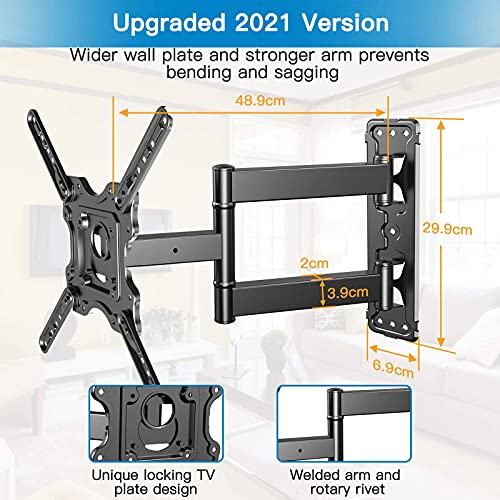 Soporte TV Universal Giratorio Inclinable y Extensible – Montaje TV Pared para Televisores 32"-55" Peso hasta 40kg, Máxima VESA 400x400