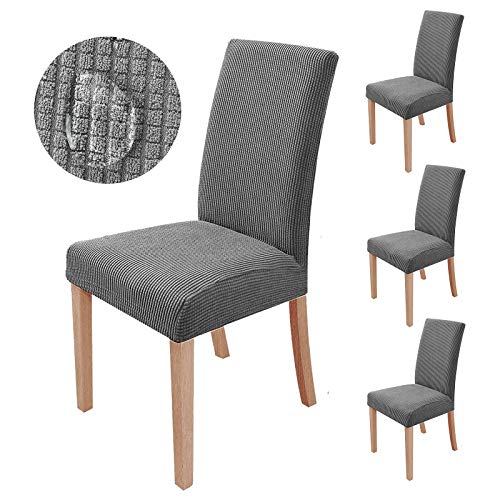 sorliva Fundas para Sillas Pack de 4 Fundas Sillas Comedor Fundas Protectoras para Sillas Lavables Comedor Decoración de Elástica para sillas para Banquetes Oficina Hogar Restaurante Bar (Gris)