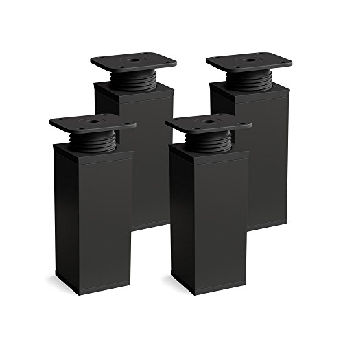 sossai® Patas para muebles MFV1 | 4 piezas | altura regulable | Diseño: Negro mate | Altura: 100 mm (+20mm) | Perfil cuadrado: 40 x 40 mm |Tornillos incluidos