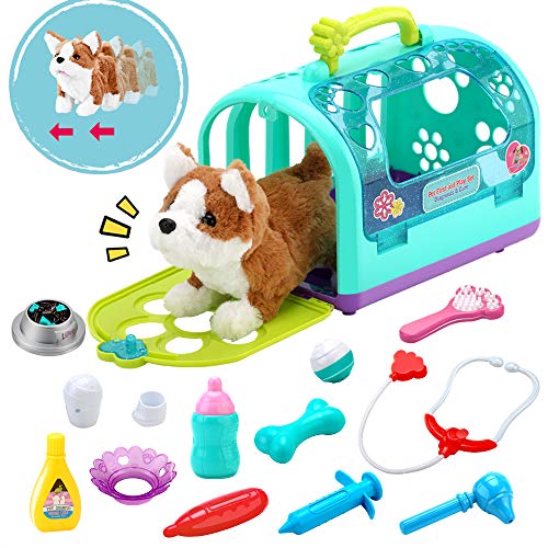 Sotodik 15 Piezas Maletín Veterinario Kit de Veterinaria Perritos de Juguetes Doctora Juego Mascotas Juego de rol Medicos Accesorios Niños Niñas