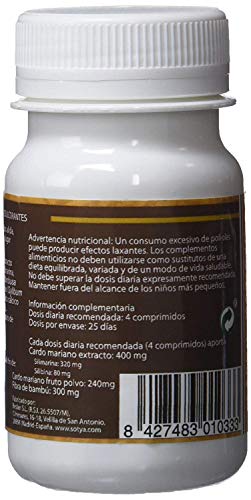 SotyaBelsan Cardo Mariano 500 mg 200 comprimido(2 botes de 100) extracto seco Silimarina 80%+30% Silibina, depurativo limpiador y desintoxicante natural para el hígado. Ayuda digestión de las grasas