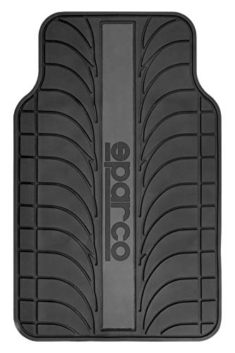 Sparco SPC1913GR Juego de Alfombra Goma Color Franja Logo SPARCO Universal, LATEX, Gris, Set de 4