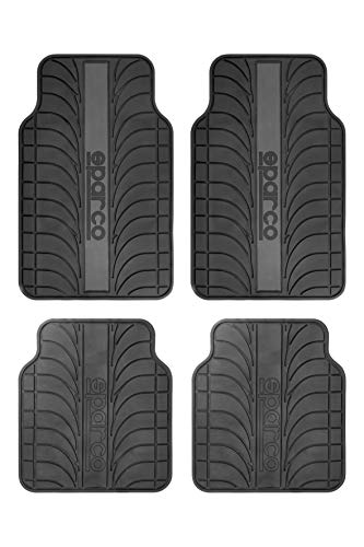 Sparco SPC1913GR Juego de Alfombra Goma Color Franja Logo SPARCO Universal, LATEX, Gris, Set de 4