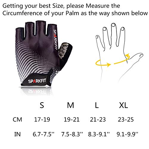 SPARKFIT Guantes de Ciclismo Cortos para Bicicletas de Carretera y Montaña, Guantes para Bicis MTB con Palma Antideslizante Amortiguadora, Lycra Ligera Que Absorbe la Humedad, Compresión Ajustada