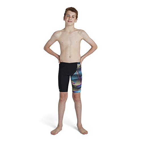 Speedo Digital Jammers con Corte en V, Niños, Multicolor (Noir/Blue Jewel/Surge Yellow), 34 (15-16 Años)