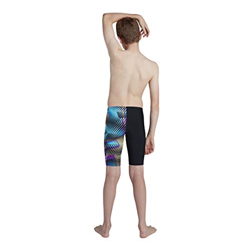 Speedo Digital Jammers con Corte en V, Niños, Multicolor (Noir/Blue Jewel/Surge Yellow), 34 (15-16 Años)