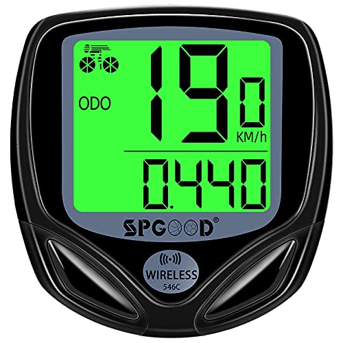 SPGOOD Computadora de bicicleta inalámbrica 16 funciones impermeable LCD velocidad velocidad velocímetro bicicleta odómetro ciclismo ordenador ciclo velocímetro