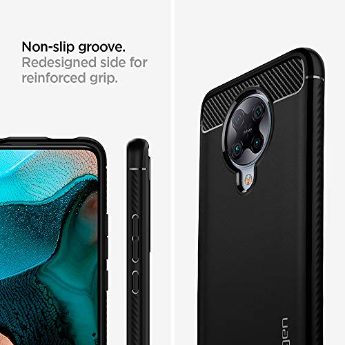 Spigen, Funda Compatible con Xiaomi Pocophone F2 Pro/Redmi K30 Pro [Rugged Armor] Absorción de Choque Resistente y diseño de Fibra de Carbono [Compatible con Carga Inalámbrica] - [Negro Mate]