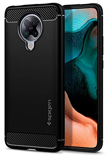 Spigen, Funda Compatible con Xiaomi Pocophone F2 Pro/Redmi K30 Pro [Rugged Armor] Absorción de Choque Resistente y diseño de Fibra de Carbono [Compatible con Carga Inalámbrica] - [Negro Mate]