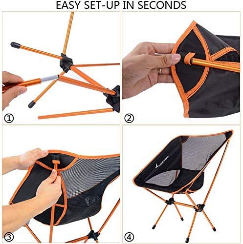 Sportneer Silla de Camping, portátil, Ligera, Plegable, hasta 150 kg, para mochileros, Senderismo, picnics, Peces, 2 Pack