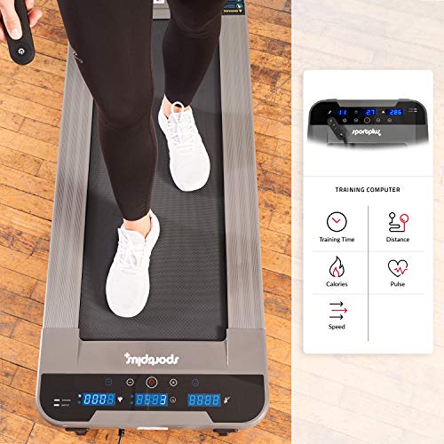 SportPlus cinta para caminar, velocidad hasta 6km/h, no se puede correr, motor silencioso, ideal para casa, la oficina o como standing desk, plana y fácil de guardar, SP-TM-1006