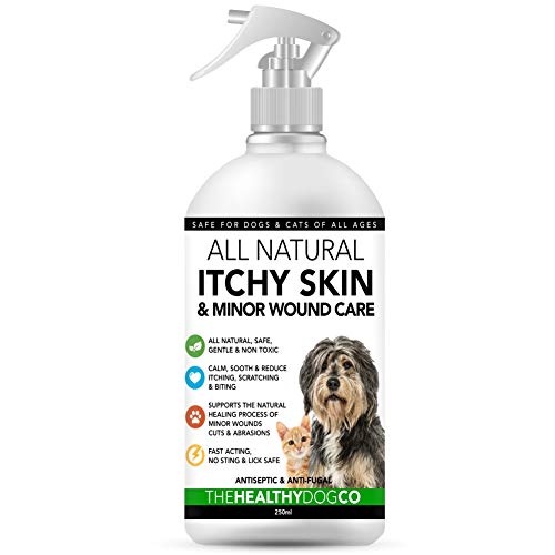 Spray completamente natural para el cuidado de la piel con comezón y de heridas para perros y gatos | Alivio de la comezón y cuidado de la piel | Tratar la picazón, la piel agrietada y las heridas