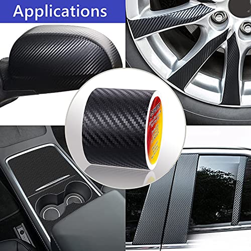 Spurtar Cinta Adhesiva Universal de Fibra de Carbono 6 Metros Negro Pegatinas Umbral de Puerta de Coche Protector Tira Umbral Coche Pegatinas de Fibra de Carbono para Coche