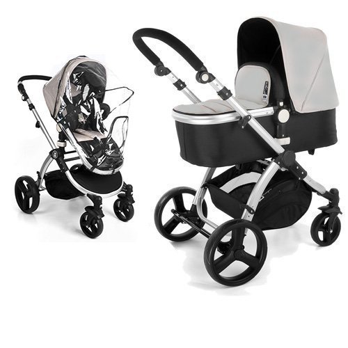 Star Ibaby Neo 3 - Cochecito de Bebé, modelo con silla homologada hasta 22 kg - Incluye Saco , Bolso cambiador y Sombrilla, Color Gris/Negro