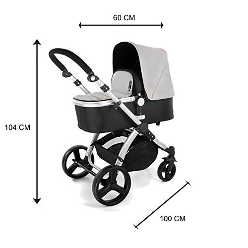 Star Ibaby Neo 3 - Cochecito de Bebé, modelo con silla homologada hasta 22 kg - Incluye Saco , Bolso cambiador y Sombrilla, Color Gris/Negro